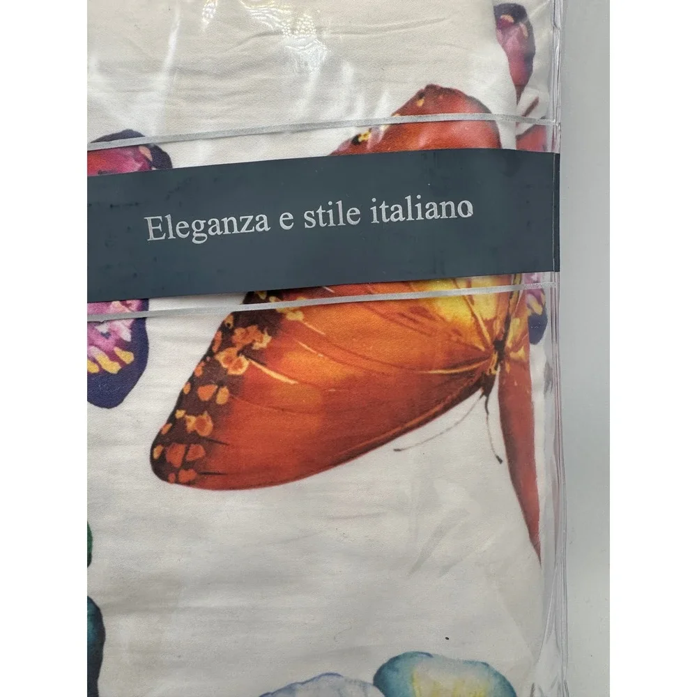 Dea Italy Farfalle Butterfly Print Queen Duvet Cover 100% Cotton White 88x92 NEW
